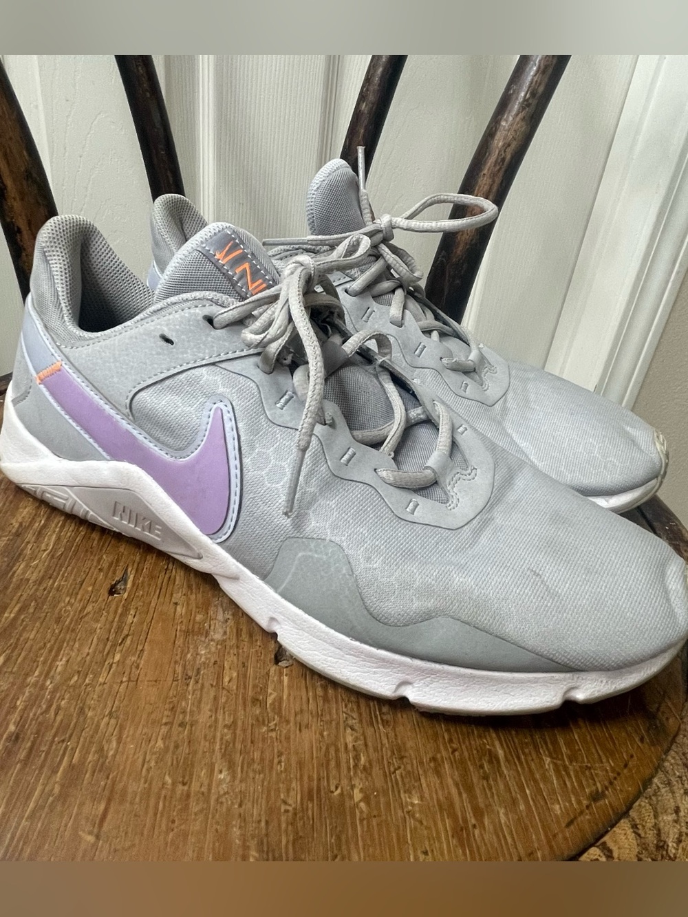 Nike Light Gray Sneakers with Lavender Swoosh Women’s 12
